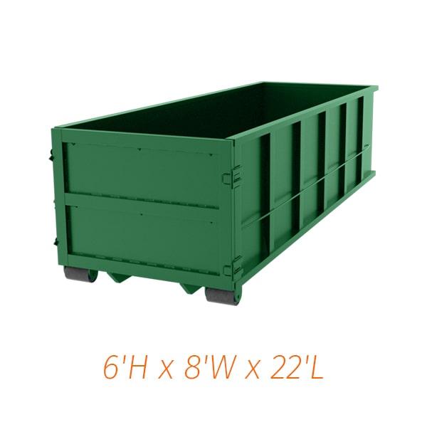 the maximum capacity of our 30 yard dumpsters is 30 cubic yards