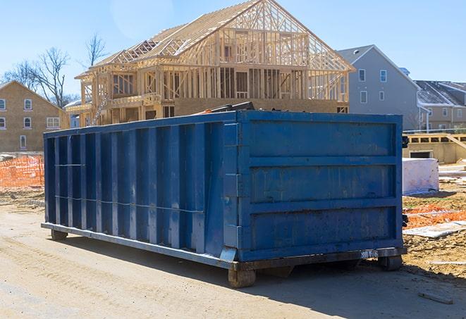 residential dumpster placed in a driveway