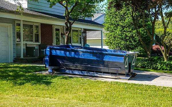 residential dumpsters can be placed on a driveway or lawn, but precautions must be required to avoid damage to the property